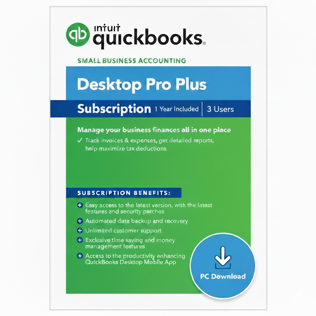Intuit QuickBooks Desktop Pro Plus 2024 | 3-Users Accounting Software